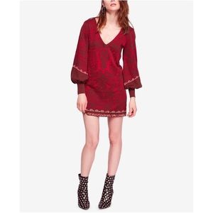 Free People | Womens Music & Lyrics Knit Mini Dress Womens Size L Red